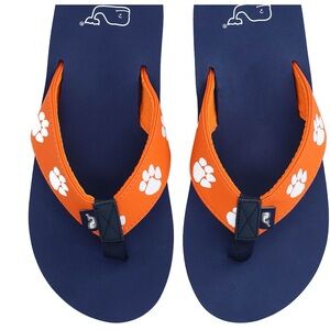 Vineyard Vines Clemson Navy and Orange Flip Flops with Paw Prints